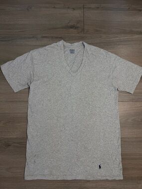POLO Ralph Lauren Men's Light Gray V-Neck Short Sleeve Tee